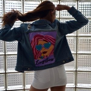 Hand Painted Lady Boss Jean Jacket
